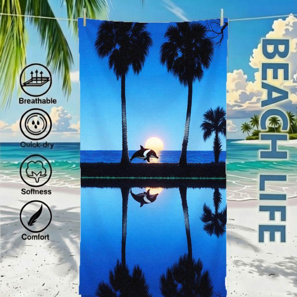 Aesthetic Sunset Beach Towel 1Pc Microfiber 2D Flat Printed Sandproof Waterproof Picnic Mat Swim Bath Towel Aesthetic