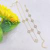 2 Piece Titanium Steel 13mm 5 Flower Clover Necklace Bracelet Set Women's Collarbone Chain Jewelry Set