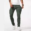 Pantaloni Cargo in Denim Skinny Azzurro Chiaro da Uomo Multi Tasche Elasticizzati Casual
