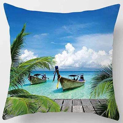 Home Decor Seahorse  Beach Scenes Decorative Pillow Covers Pattern Cushion Cover Suitable for Sofa Bedroom Car Pillow Cover