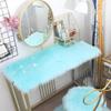 Fluffy Round Makeup Table Cushion - Long Plush Faux Fur Decorative Mat