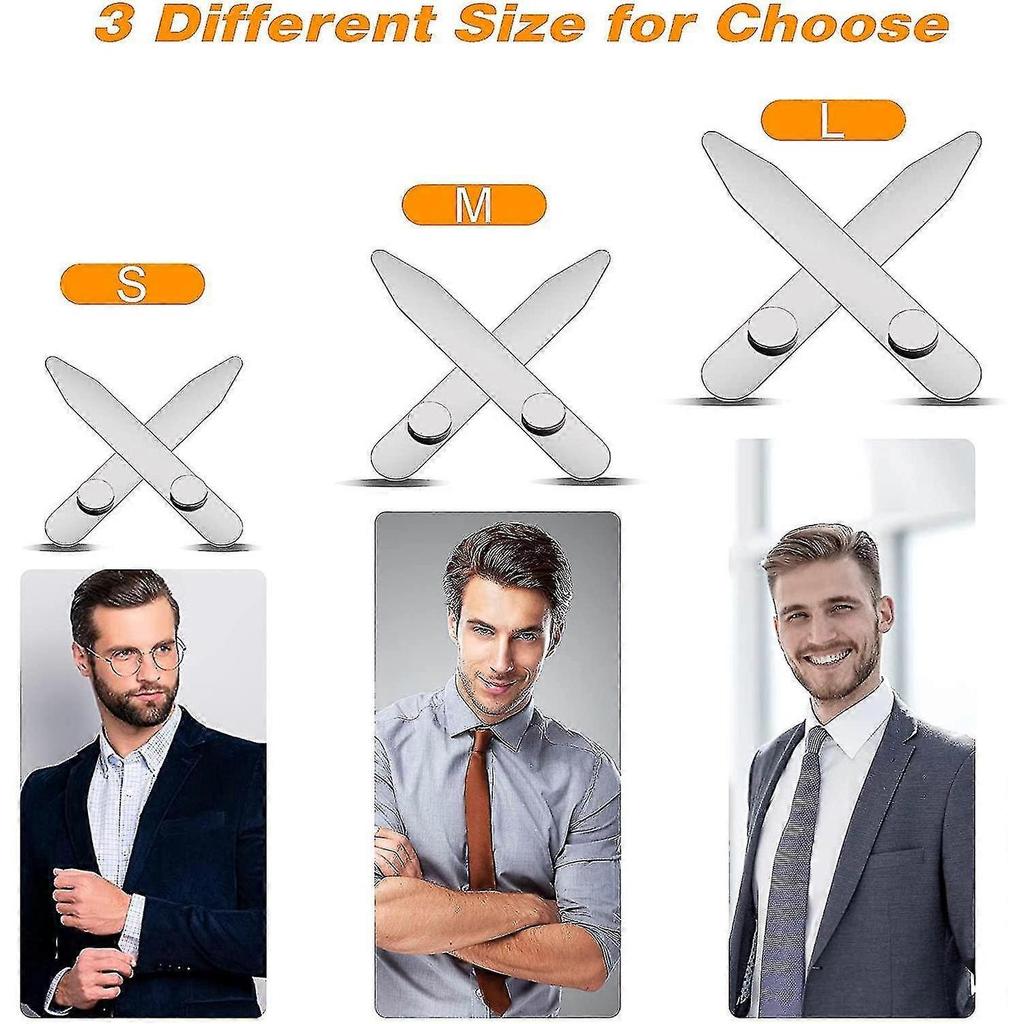3 Pairs Of Stainless Steel Collar Reinforcement, Collar Stay Shirt Collar