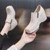 Thick-soled Wedge-heeled Deep-mouthed Single Shoes Women's Four Seasons Square Toe Comfortable All-match Casual Work Shoes