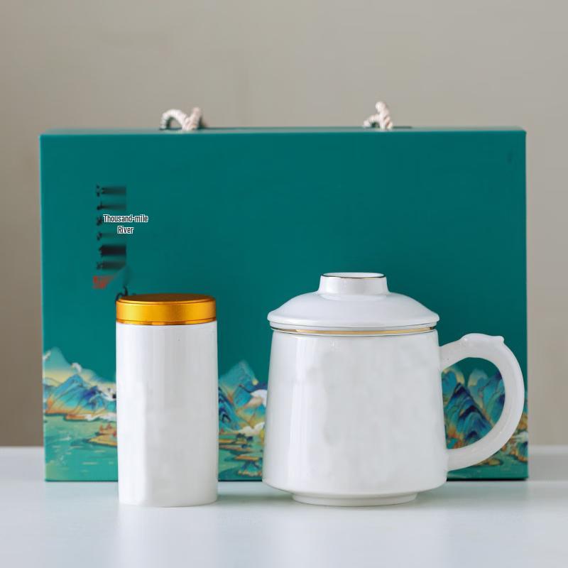 

Haofeng Mutton Fat Jade Ceramic Tea Infuser Mug