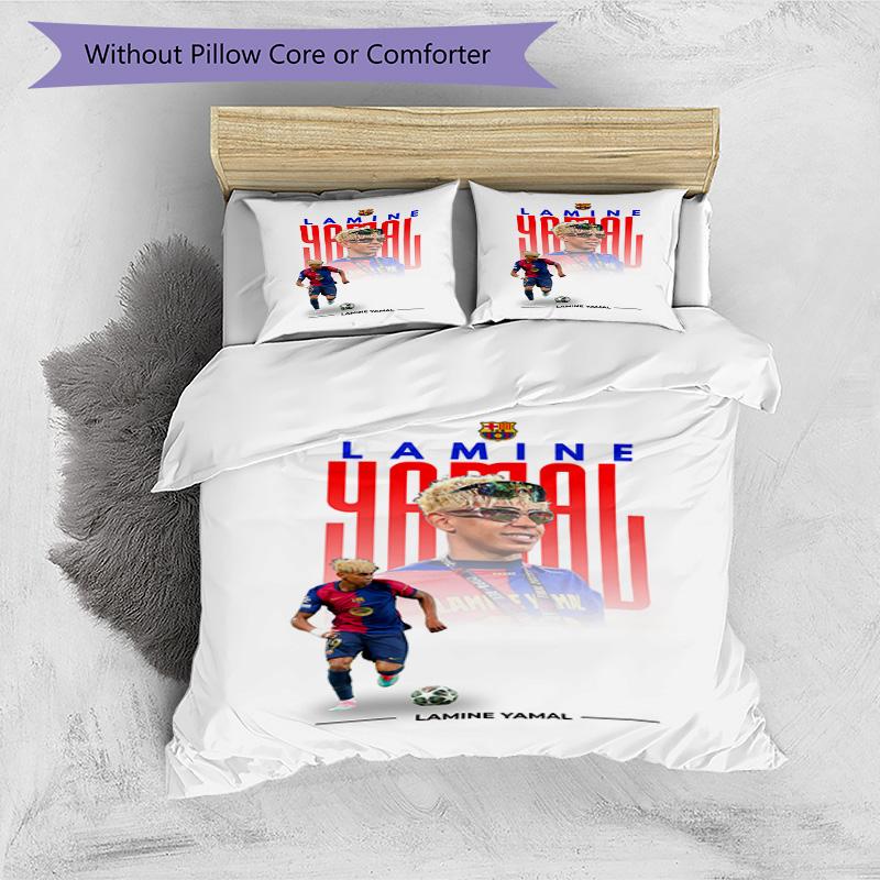 Lamine Yamal Fcb World Cup Champion Bedding Set,Premium Bed Linen for Bedroom Home Decoration,Perfect Collectible Gift for Messi Fans,Easy Care Duvet 