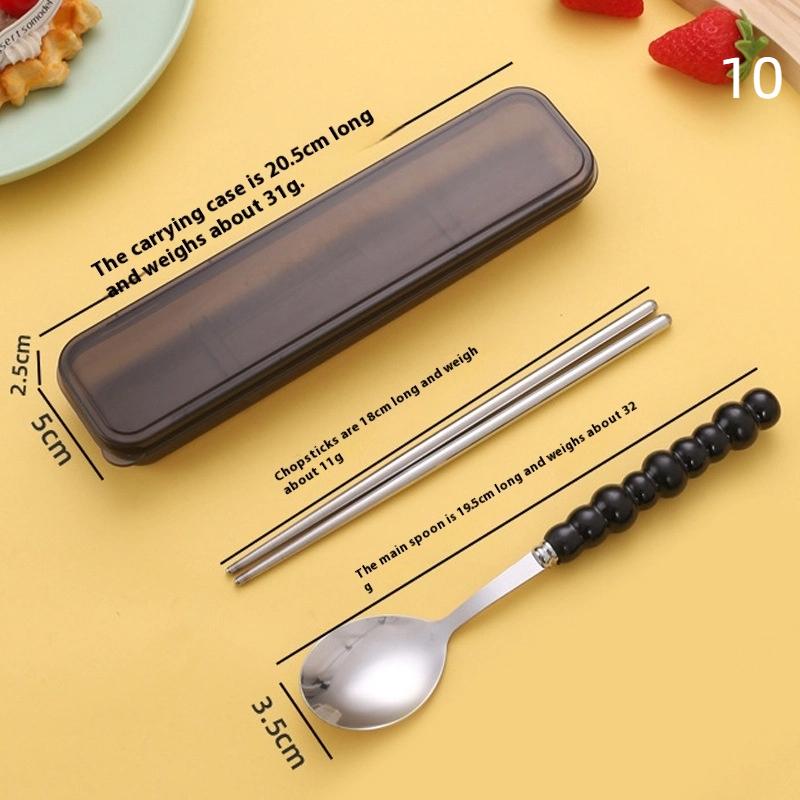 Stainless Steel Portable Student Tableware Outdoor Travel Lunch Box Spoon Fork Chopsticks Set With Storage Case Adult Gift