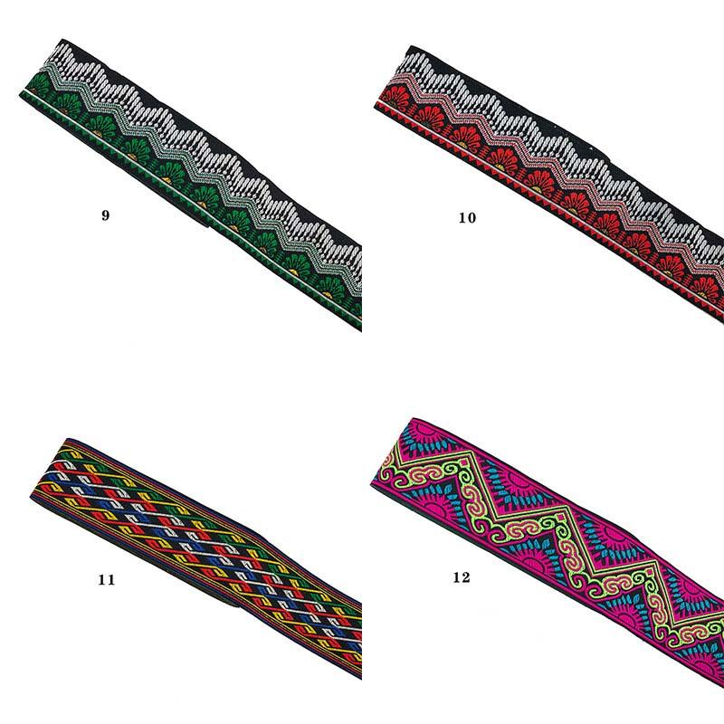 Cinta de Pasamanería Bordada Jacquard de Encaje Étnico para Adorno de Borde de Cuello de Vestimenta de Ropa Nacional Tradicional de Bricolaje de 5 cm