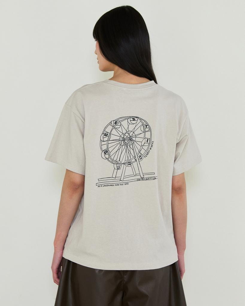 Diaendeukweseucheon Big Wheel Print T-Shirt / Beige