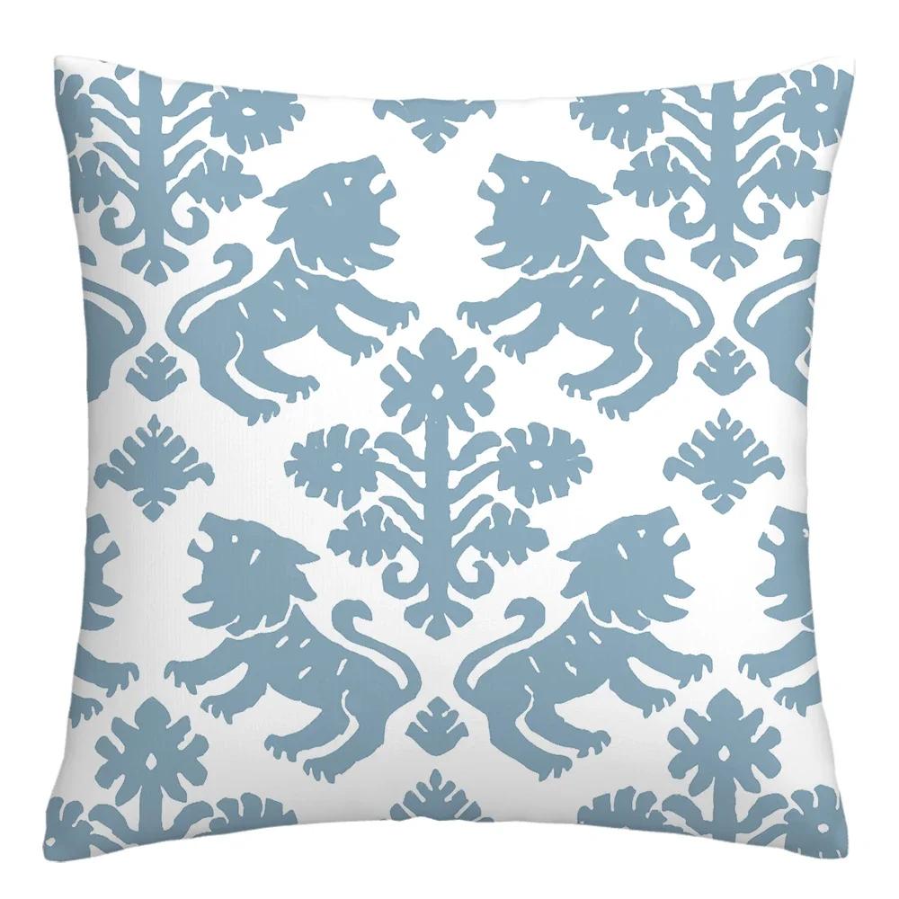 Federa cuscino geometrica lino blu lago bianco fodera cuscino divano decorazione casa può essere personalizzata per te 40x40 45x45 50x50 60x60