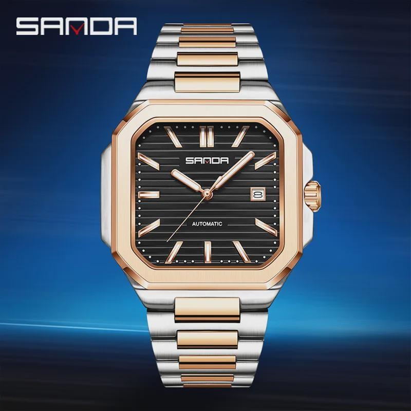 Men's Mechanical Square Watch Waterproof Calendar Solid Steel Strip Leisure Business Mechanical Watch