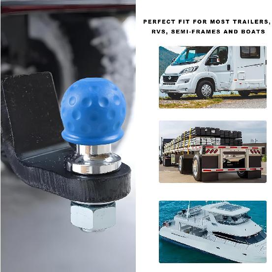2 PCS Trailer Ball Cover, 2 Inch ID Rubber Towball Protector Trailer Hitch Protective Caps, Heavy Duty Waterproof Tow Ball Protector Replacement for