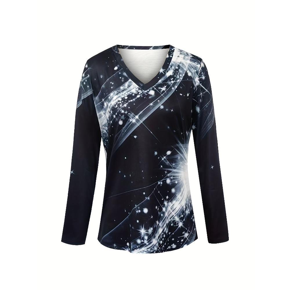 Standard Size Women's Fashion Women's V-Neck Long Sleeve T-Shirt