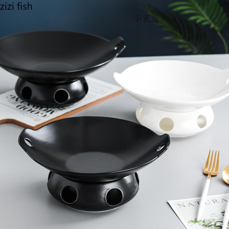 Ceramic Dinner Plate Heating Base Serving Plate Western Plates Candle Insulation Tableware Dry Pot Plates Candle Heater Bowl