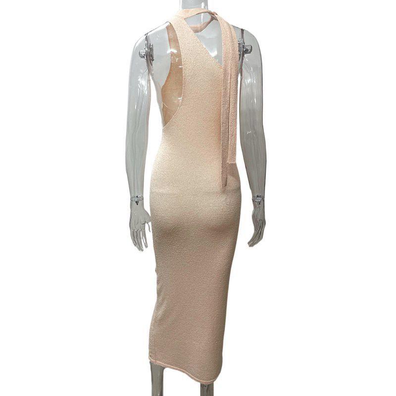 Rochie de petrecere de nuntă pentru femei la modă Rochii tricotate sexy și picante cu gât halter