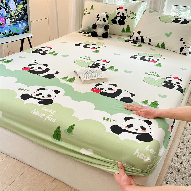 New Cotton Fitted Sheet Single Piece Printed Design Home Bedroom Fitted Sheet All-inclusive Anti-slip Bed Sheet
