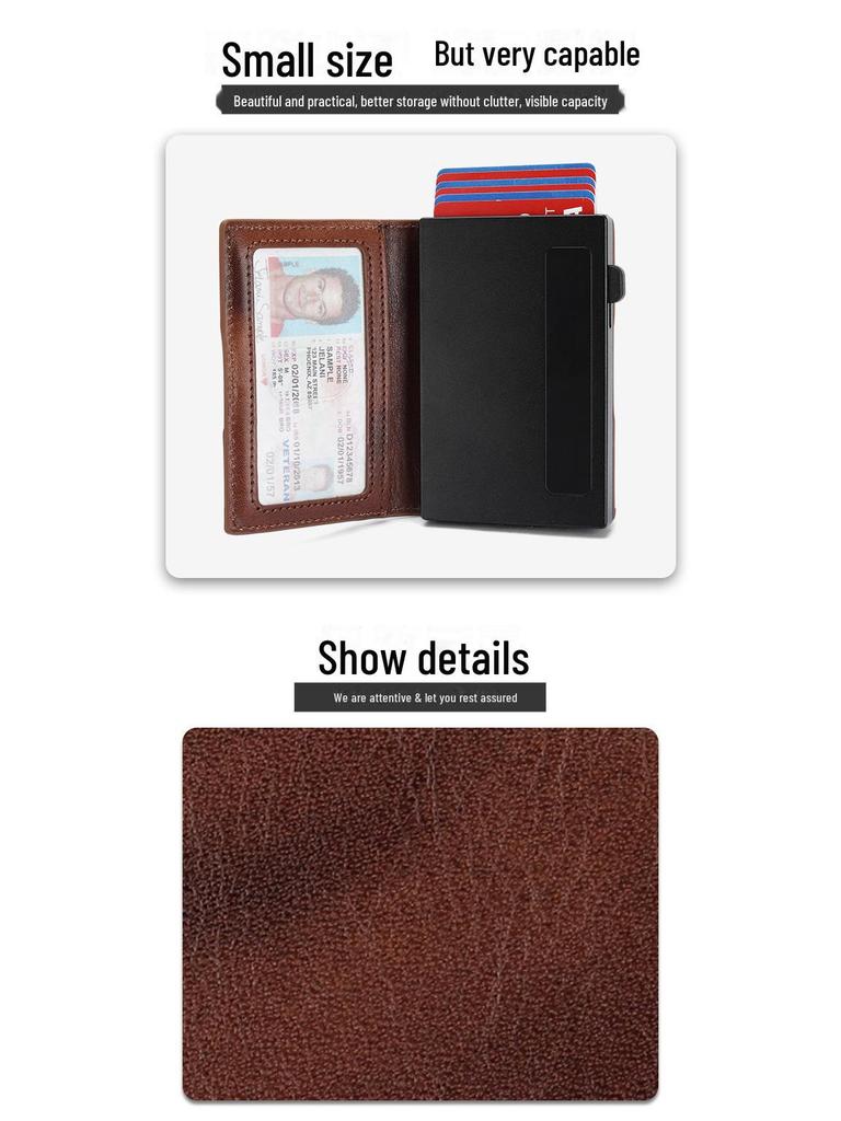 Men's Anti-Theft Genuine Leather Wallet with 20% Fold & Card Storage