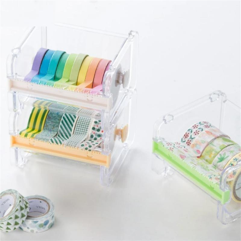 Office Paper Tape Cutter Creative Tape Storage Box Student Handbook Tape Packaging and Cutting Clip Handmade DIY Split Tape for Office School