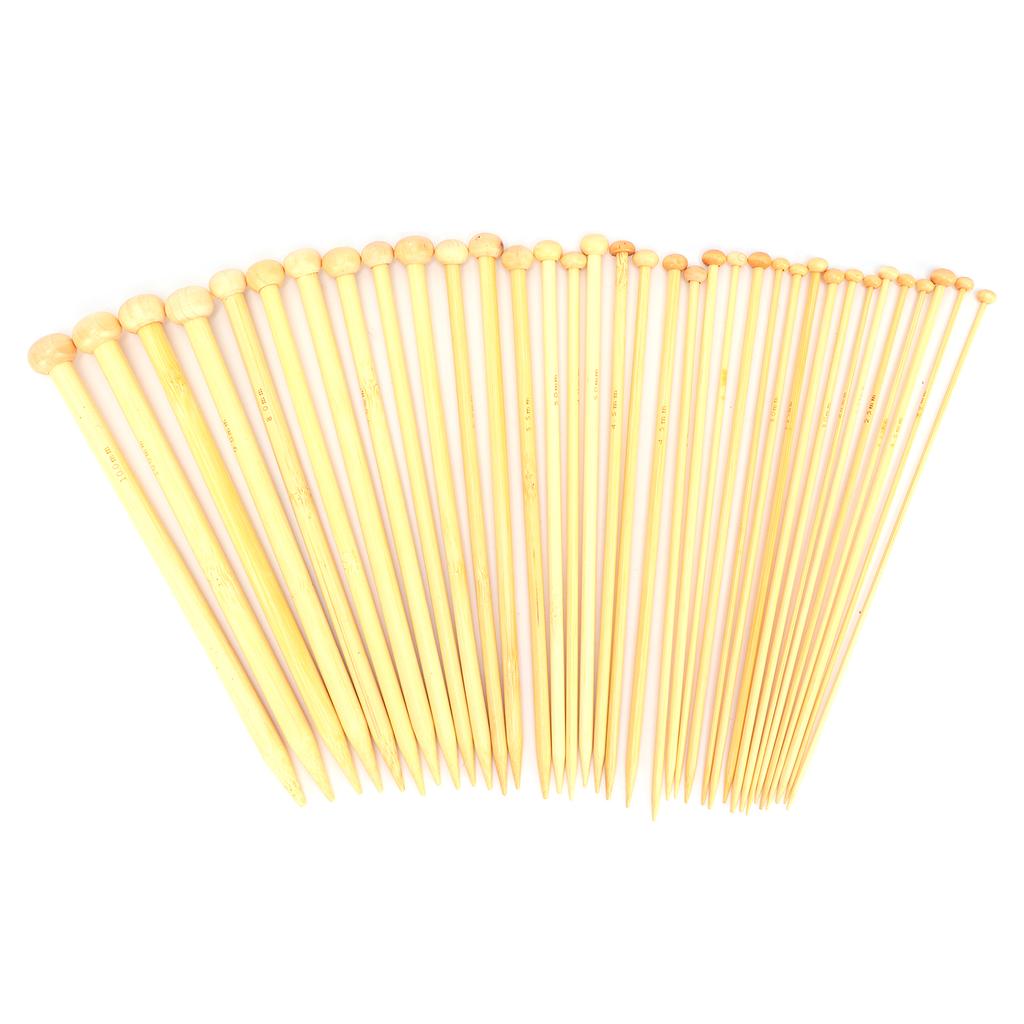 36pcs Knitting Needle Bleached Bamboo Single Tip Crochet for Sewing Clothes Shoes Gloves