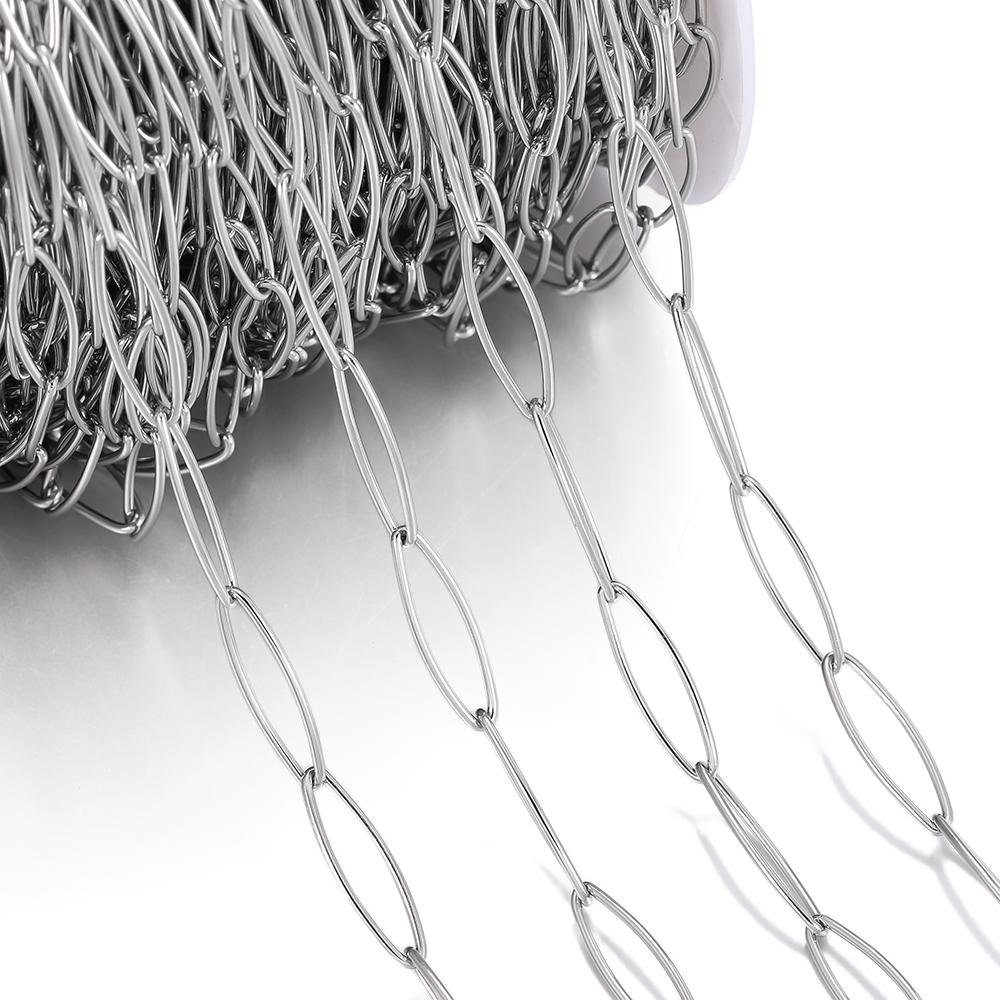 1Meter/Lot 304 Stainless Steel 5 Sizes Oval Shape Handmade Chains for DIY Necklace Bracelets Jewelry Making Accessories