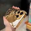 Löwe Leopard Muster Gold Metallic Lack Glas Handyhülle Für iPhone 17 Pro Max 16 15 14 13 12 11 Pro 15 14 Plus 17 Air 16E Hülle