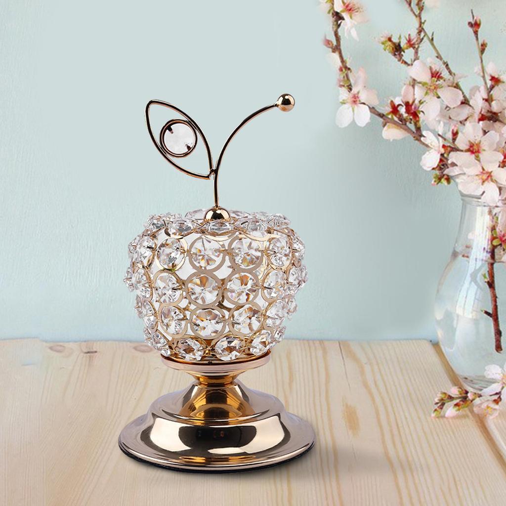 Beads Apples Modern Table Centerpiece Decor Artificial Fruit Figurine Statue Crystal Ornament for
