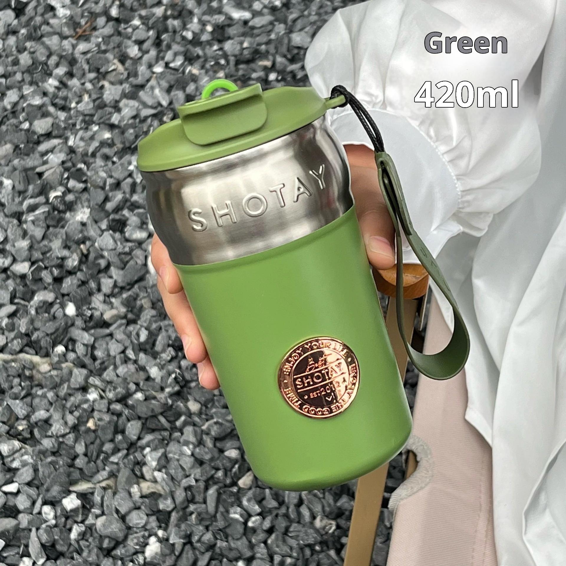 

Retro Insulated Coffee Cup with Ceramic Inner Liner High Appearance Level Portable and Small Portable Coffee Insulated Cup 420ml зелёный