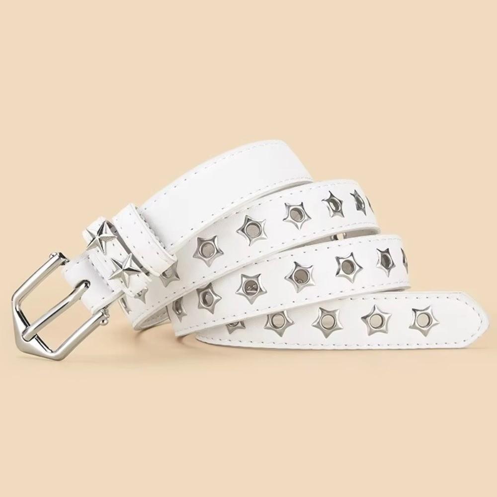 Hollow Star Design Eyelet Belt Eyelet Detail Pin Buckle Belt Classic Y2K Belt Trendy Streetwear