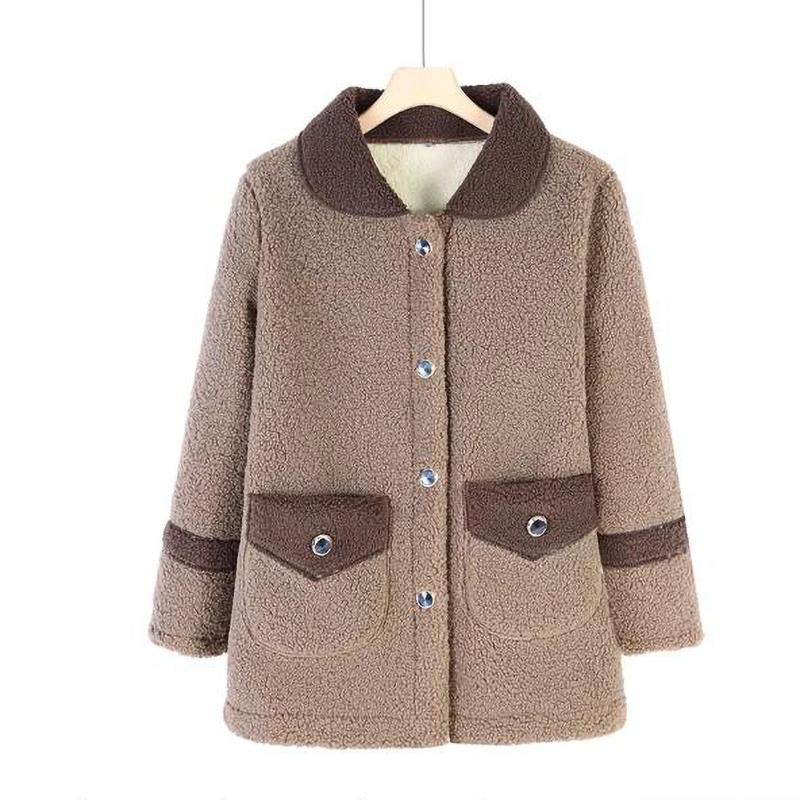Herbst Winter Damen Jacke Dickes Fleece Warmer Mantel Damen Pelzmantel Mittellang Mutter Kleid Jacke