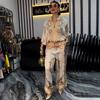 New Summer Fashion 3D Printed Floral Baseball Shirt & Pants Set with Drawstring
