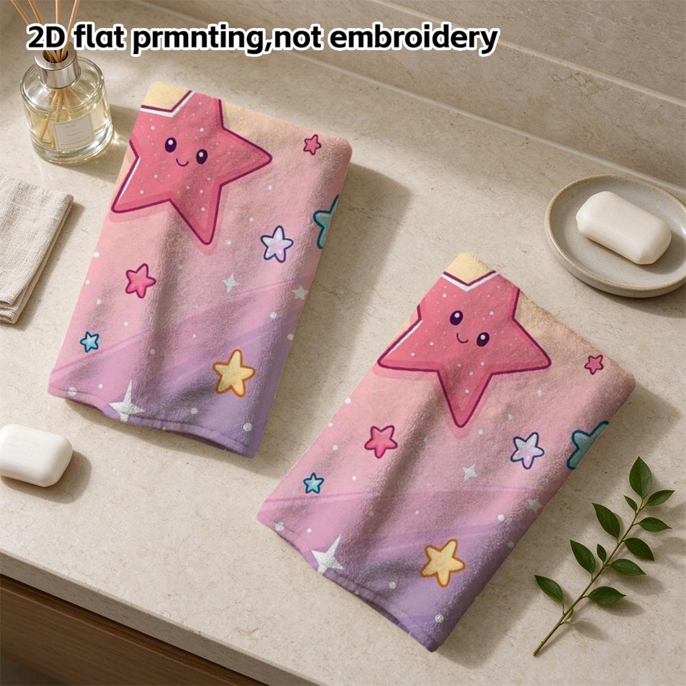 Cartoon Smiling Stars Towel, Soft Absorbent Face Towel for Daily Use