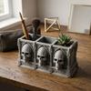 Spooky Skull Makeup Brush Box 3D Printed Skeleton Flower Planter Pot Office Decor