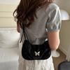 Chic Canvas Butterfly Underarm Bag In Fashionable Black Silver And White Colors For Everyday