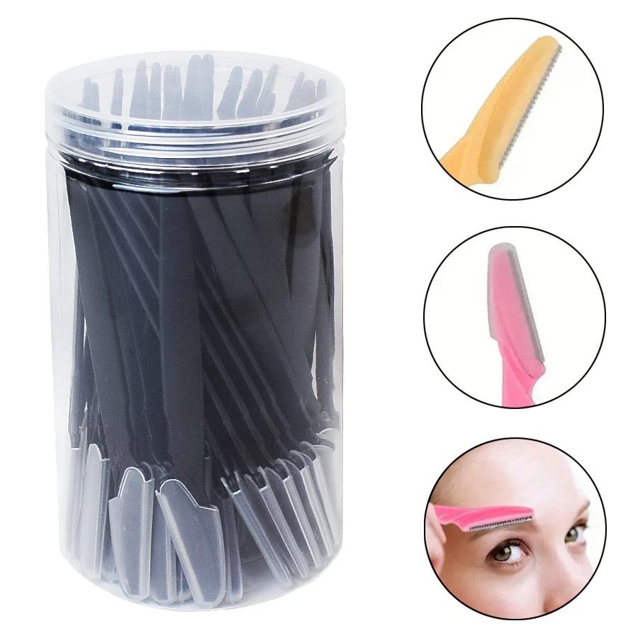 Wholesale 30 Pcs/Bottle Safe - Bladed Eyebrow Razors In Container - Ideal Facial and Eye Brow Trimming Tools for Hair Removal