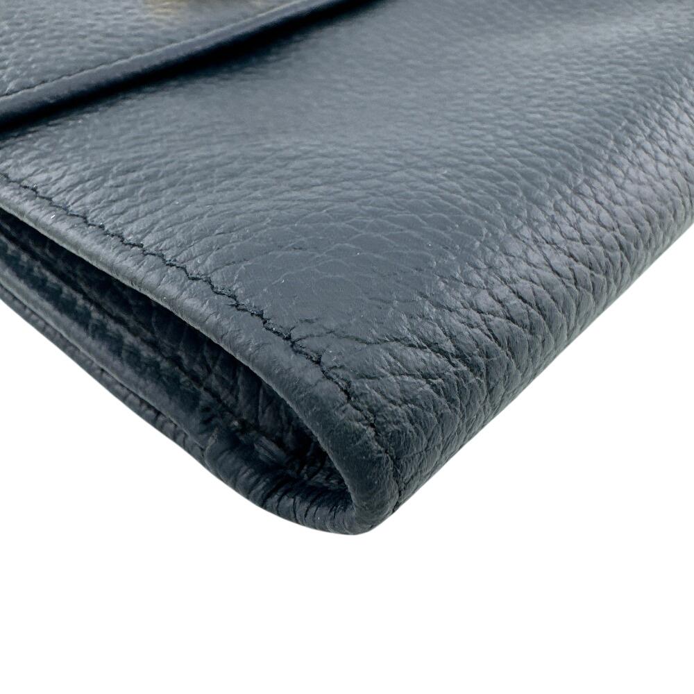 CELINE Circle logo leather Tri-fold wallet Navy leather Used