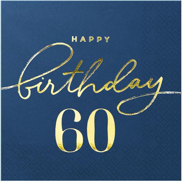 Serwetki Happy Birthday 60 Urodziny 33X33Cm 10Szt.