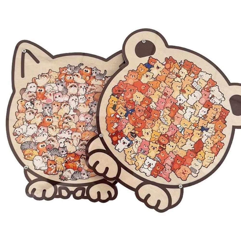 Cartoon Wooden Puzzle Toy Animal Dog Cat Bear Theme Puppy Cat Shaped Puzzle Toys Fun Educational Toys