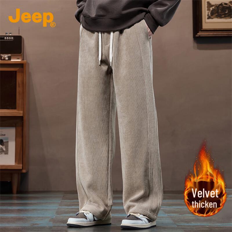 JEEP Men's Fleece-Lined Straight-Leg Casual Trousers