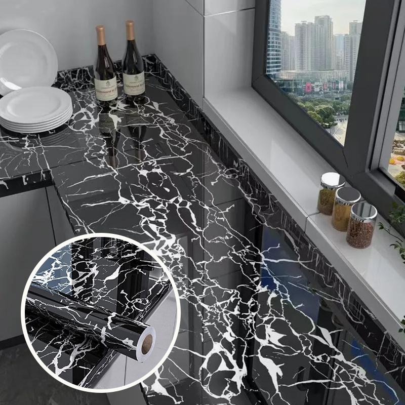 Marble color 0.4m wide oil resistant PVC sticker for kitchen and living room decoration wallpaper