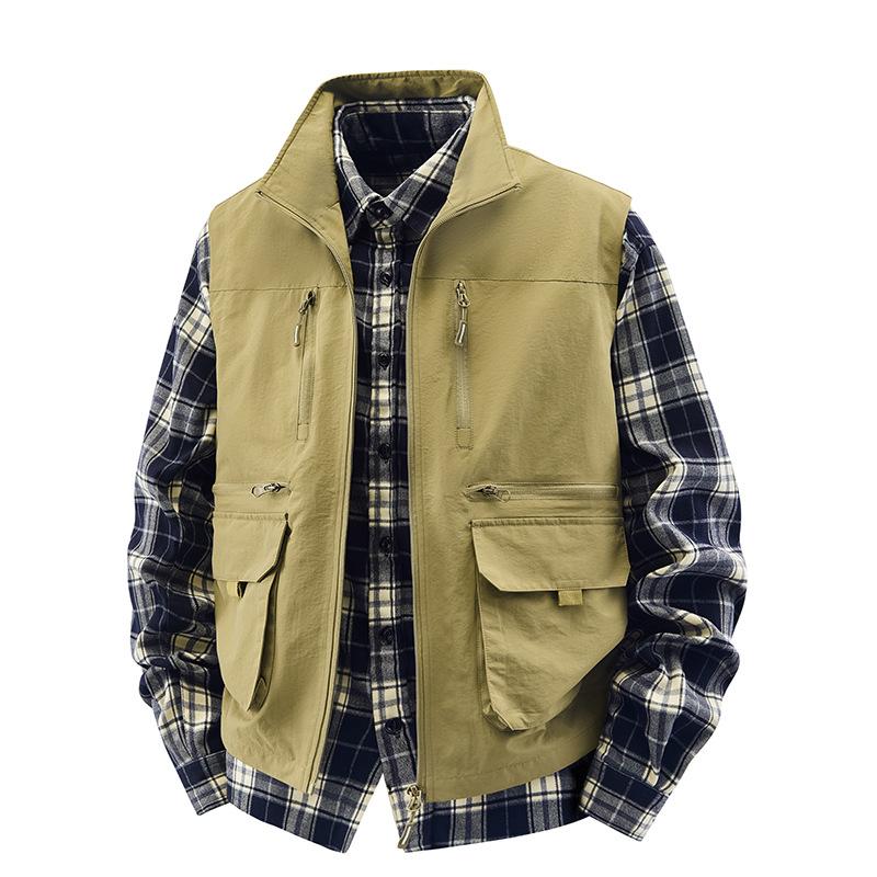 Arbeitsweste mit mehreren Taschen für Herren, dünn, für Outdoor-Aktivitäten, Angelweste, Weste für Herren, Werbe-Clip-Jacke