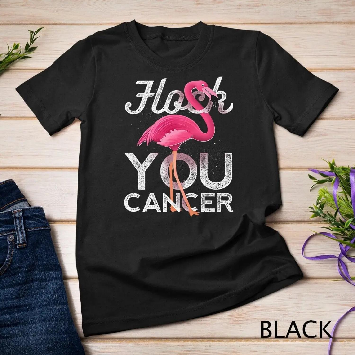 Flock You Cancer T Shirt Flamingo Breast Awareness S