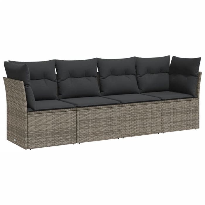 VidaXL Salon de Jardin avec Coussins 4 pcs, Canapés avec Pieds Réglables, Ensemble de Meubles d'Extérieur Patio Terrasse, 3249069