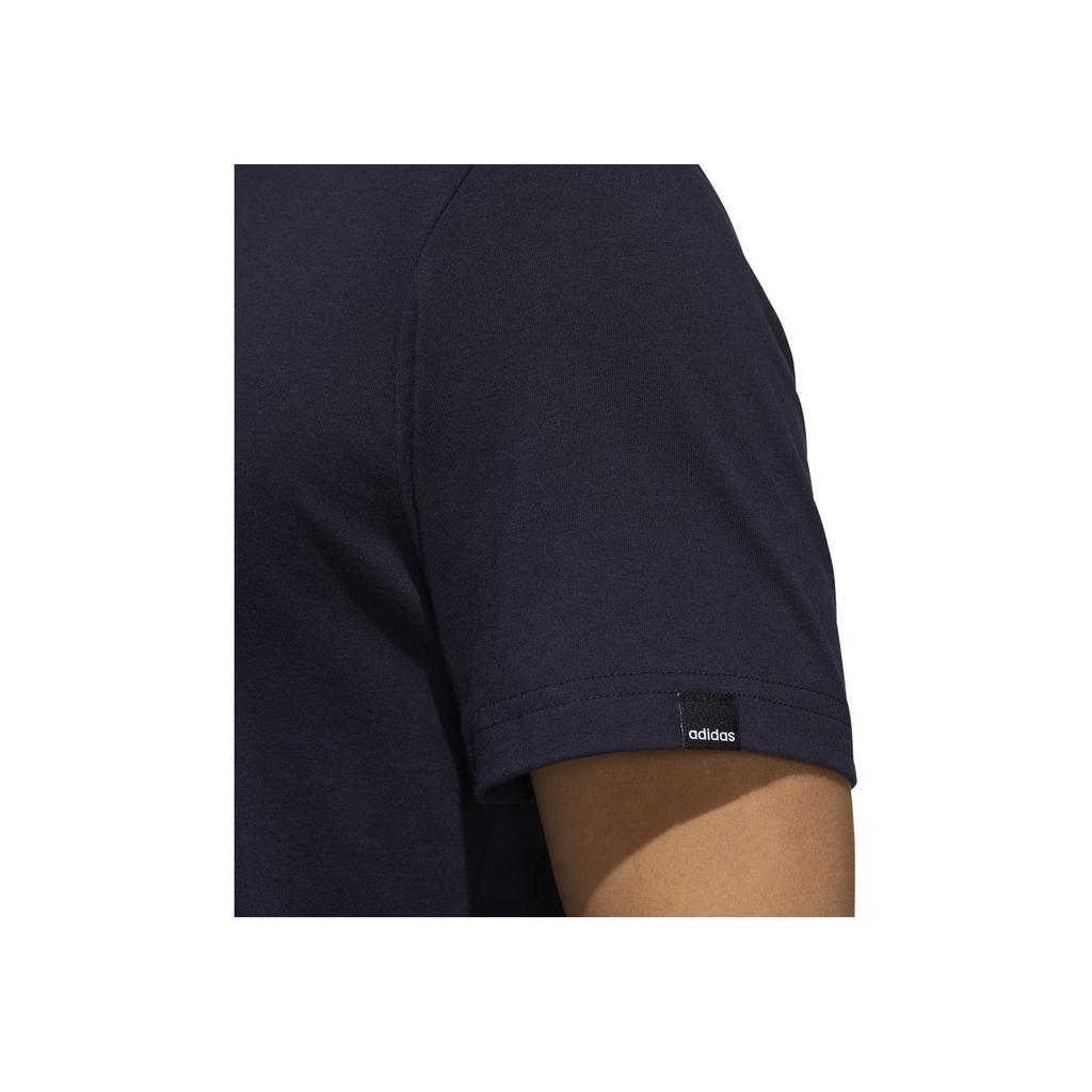 Adidas Solid Color Brand Logo Print Round Neck Short Sleeve T-Shirt Men Tops Blue FM6219