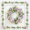 Pink-Purple Artificial Flower Wreath with Light Pink Hydrangea and Rose for Spring Door or Courtyard Decoration