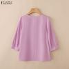 ZANZEA Women Square Collar Solid Color Casual 3/4 Sleeve Blouse