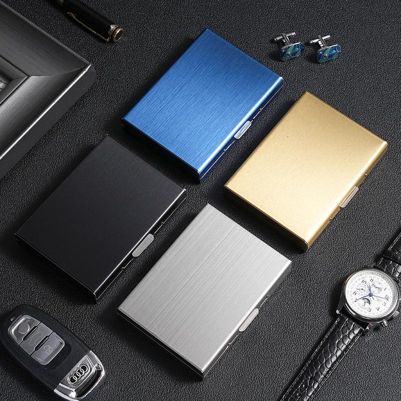 Porte-cartes de crédit en aluminium bloquant les RFID pour homme Portefeuille métallique Fin Étui pour cartes Pop-up Boîte pour cartes d'identité professionnelle Portefeuille de poche minimaliste