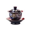 Smaltovaná barevná Gaiwan, Keramická čajová miska, Porcelánová sada Gaiwan, Čajová sada Kung Fu, Vzor červeného draka a fénixe, Velká miska s víčkem