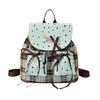 Schoolbag sweet large capacity double shoulder women's bag new cute plaid college style handbag 1011 Korean casual backpack