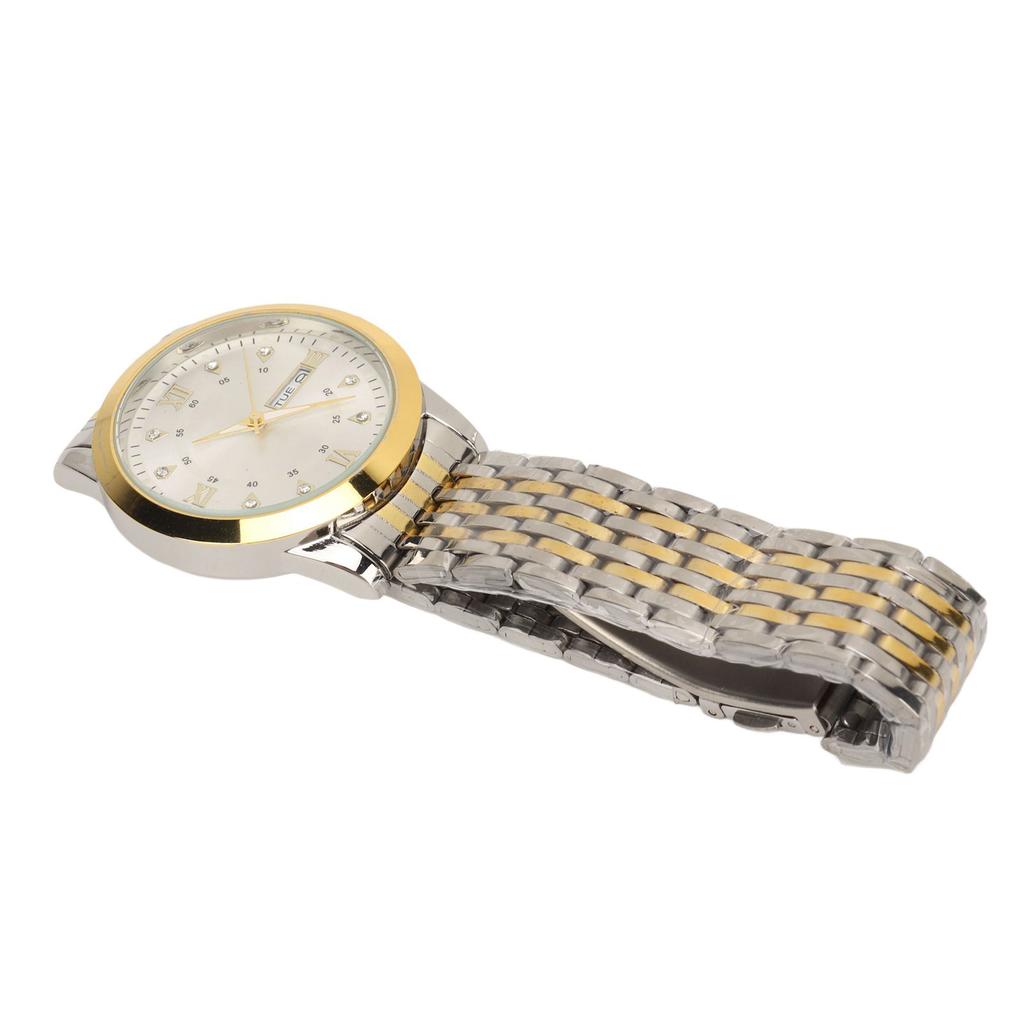 Watch for Men Quartz Day Date Waterproof Casual Luxury Luminous Fashion Dress Watch with Alloy Watchband for Business Gold White