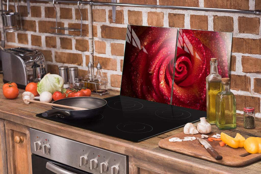 Glass protective plate for the stove 2x45x52 Rose