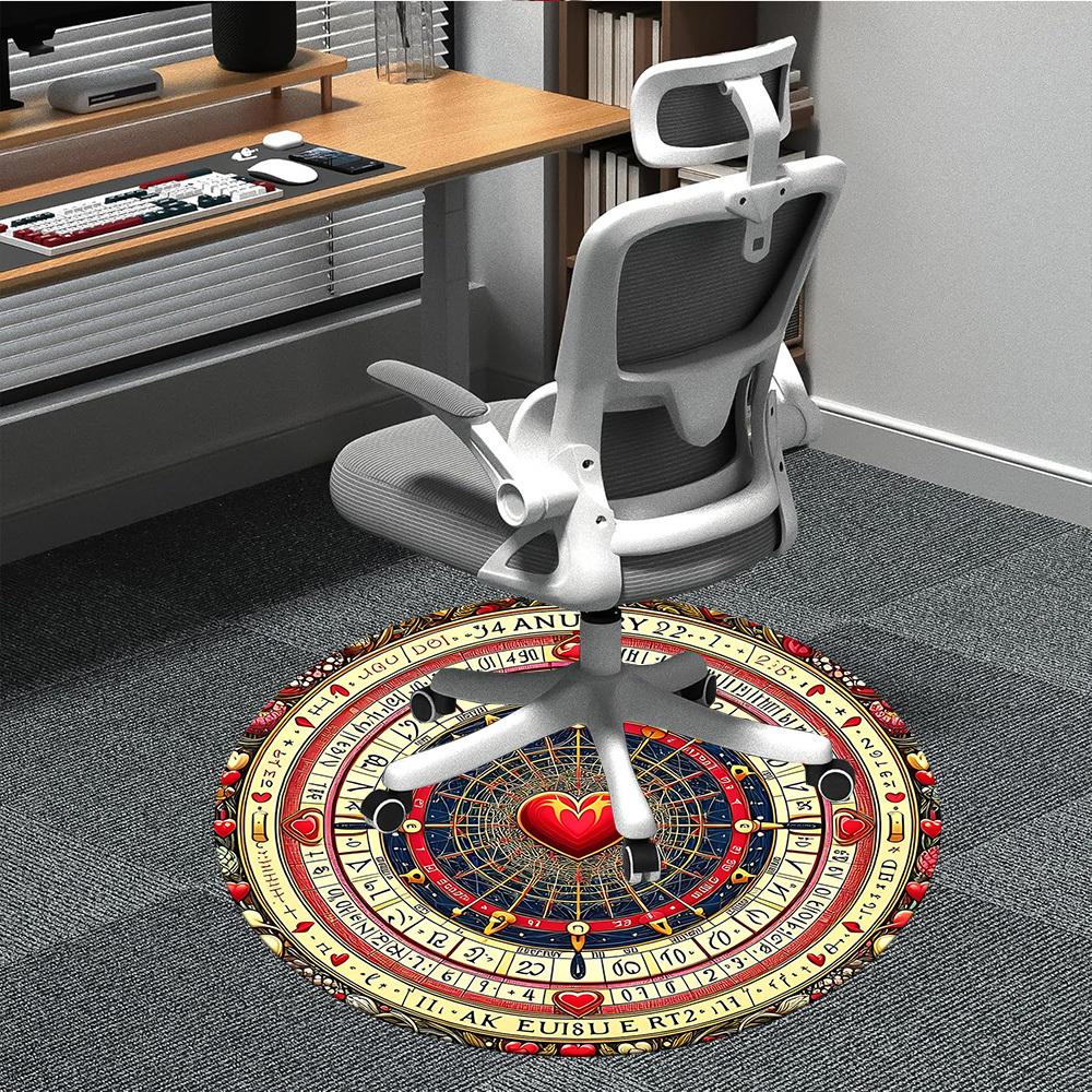 

1pc Zodiac Wheel Chair Carpet for Office, Round Polyester Mat, Indoor Decor for Office, Easycare Fabric, Washable Non-slip Area Carpet 80cm